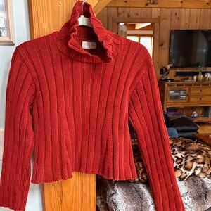 Hand knit, rust cotton Sweater by Vasilika